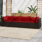vidaXL Salon de jardin 4 Pièces avec coussins Marron Résine tressée