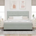 vidaXL Lit à ressort LED avec matelas Gris clair 180 x 200 cm tissu