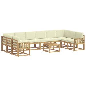 vidaXL Ensemble de canapés d'extérieur 11 pc Blanc et crème