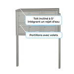 Bloc collectif leabox.com  3x2  grade 3  simple face  Extérieur  fixation sur pieds à sceller  Gris agate RAL 7038 finition brillante