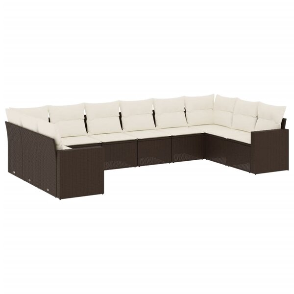 vidaXL Salon de jardin 10 Pièces avec coussins marron résine tressée