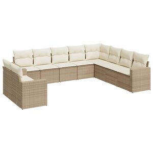 vidaXL Salon de jardin avec coussins 10 Pièces beige résine tressée