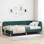 vidaXL Cadre de lit d'angle avec matelas Vert foncé 100 x 200 cm tissu