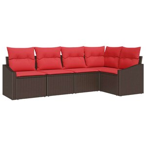 vidaXL Ensemble de Canapés avec coussin 5 Pièces Marron polyrotin