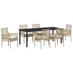 vidaXL Ensemble de salle à manger pour jardin 7 Pièces Beige polyrotin