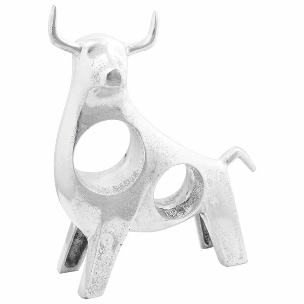 vidaXL Sculpture de taureau Argent 22 x 9.5 x 34 cm Aluminium