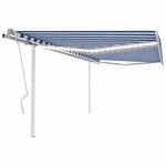 vidaXL Auvent manuel rétractable avec LED 4 5x3 m Bleu et blanc