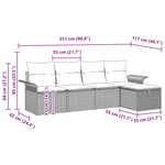 vidaXL Ensemble de canapé de jardin avec coussin 5 Pièces Poly rotin