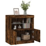 vidaXL Buffet avec lumières LED chêne fumé 60x37x67 cm