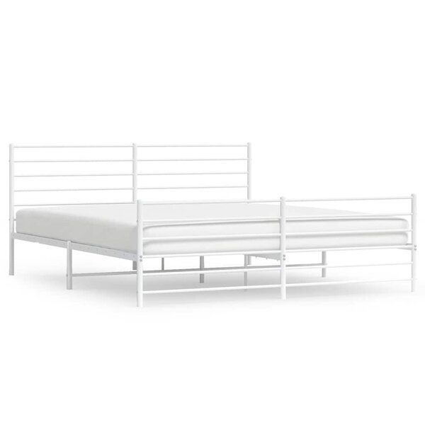 vidaXL Cadre de lit métal sans matelas et pied de lit blanc 193x203 cm