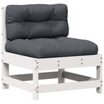 vidaXL Salon de jardin 7 Pièces avec coussins blanc bois de pin massif