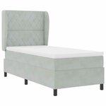 vidaXL Lit ressorts avec matelas - Gris clair - 90x200 cm - Velours