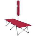 vidaXL Lit de camping pliant 2 Pièces Rouge 62 x 194 x 42 cm Tissu Oxford