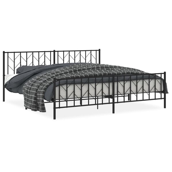 vidaXL Cadre de lit métal sans matelas avec pied de lit noir 200x200cm
