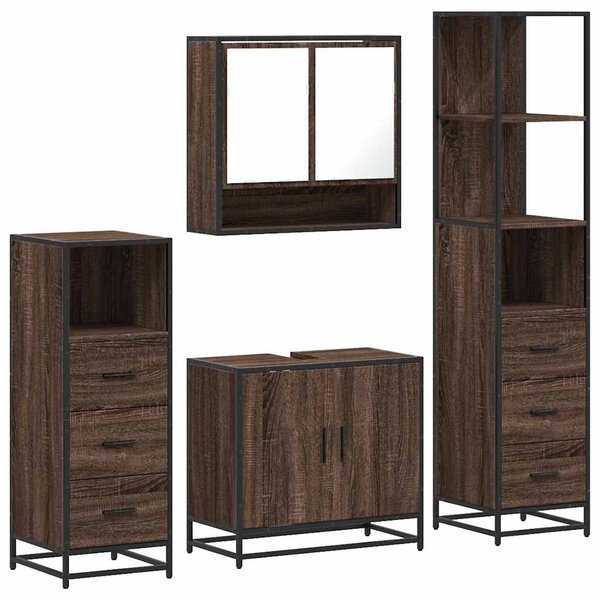 vidaXL Ensemble de meubles de salle de bain 4 Pièces chêne marron