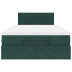 vidaXL Lit ottoman avec matelas et LED vert foncé 90x200cm velours
