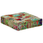 vidaXL Pouf carré en coton fait à la main 50 x 50 x 12 cm Vert
