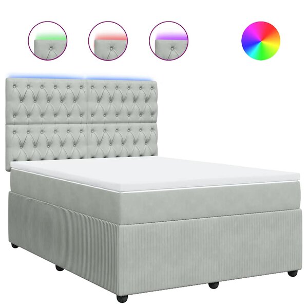 vidaXL Sommier à lattes de lit et matelas Gris clair 160x200cm Velours