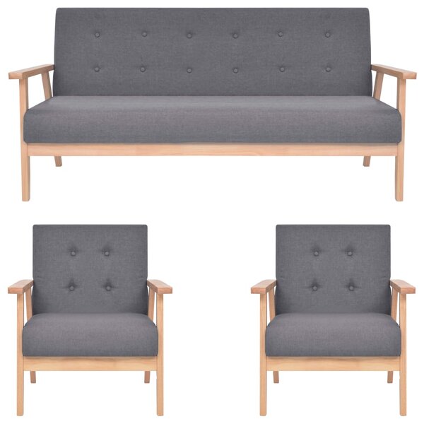 vidaXL Ensemble de canapés 3 Pièces Tissu Gris foncé