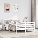 vidaXL Cadre de lit avec tête de lit sans matelas blanc 140x190 cm