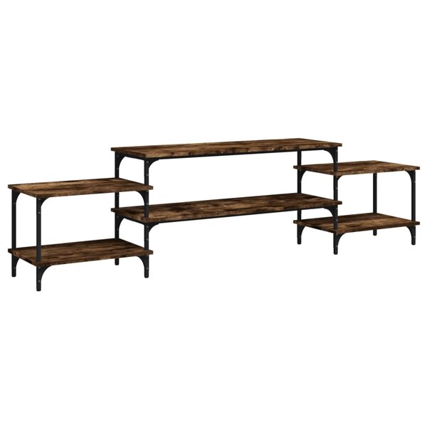 vidaXL Meuble TV chêne fumé 197x35x52 cm bois d'ingénierie