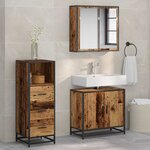 vidaXL Ensemble de mobilier de salle de bain 3 Pièces Bois Ancien