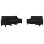 vidaXL Ensemble de canapés 2 Pièces avec coussins Noir Velours