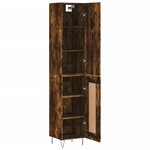 vidaXL Buffet haut Chêne fumé 34 5x34x180 cm Bois d'ingénierie