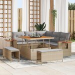 vidaXL Ensemble de canapé de jardin 8 Pièces Beige polyrotin