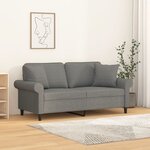 vidaXL Canapé 2 places et oreillers et coussins Gris foncé 140cm Tissu