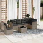 vidaXL Salon de jardin avec coussins 7 Pièces gris résine tressée