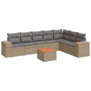vidaXL Salon de jardin avec coussins 8 Pièces beige résine tressée