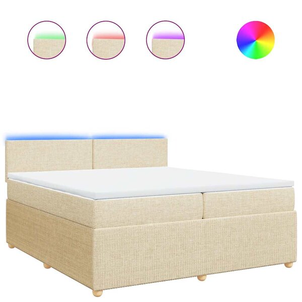 vidaXL Sommier à lattes de lit avec matelas Crème 200x200 cm Tissu