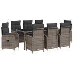 vidaXL Ensemble de repas extérieur 9 pc Gris clair et gris foncé
