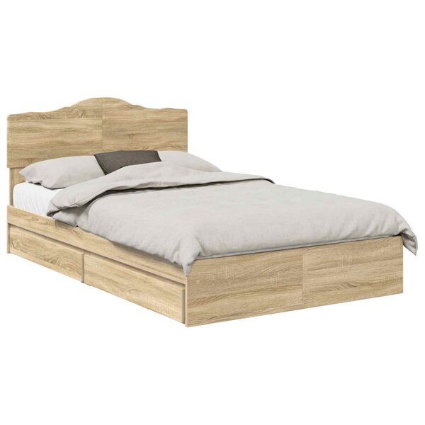 vidaXL Lit de Rangement Chêne Sonoma 135 x 190 cm Bois d'ingénierie