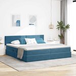 vidaXL Lit de Rangement avec matelas Bleu foncé 200 x 200 cm Velours