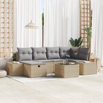 vidaXL Ensemble de canapé de jardin 7 pièces avec coussins Beige Poly Rotin