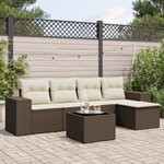 vidaXL Salon de jardin avec coussins 6 Pièces marron résine tressée