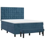 vidaXL Sommier à lattes de lit et matelas Bleu foncé 140x190cm Velours