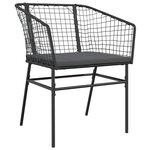 vidaXL Ensemble à manger de jardin coussins 7Pièces noir poly rotin verre
