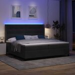 vidaXL Lit à Ressorts avec Matelas LED Noir 200 x 200 cm Velours