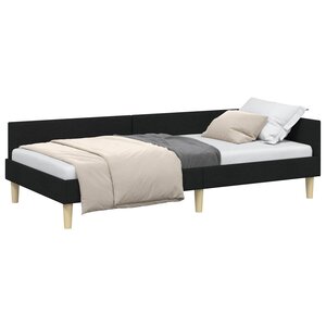 vidaXL Cadre de lit d'angle Noir 100 x 200 cm tissu