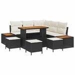 vidaXL Ensemble de canapé de jardin avec coussin 9 Pièces Noir Poly rotin