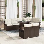 vidaXL Ensemble de canapé de jardin 9 Pièces Marron Poly rotin