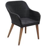 vidaXL Chaises d'extérieur lot de 2 avec coussins Résine tressée Noir