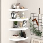 vidaXL Étagères d'angle flottantes 4 Pièces blanc 35x35x3 8 cm MDF