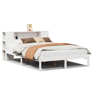 vidaXL Lit bibliothèque sans matelas blanc 120x200 cm bois pin massif