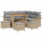 vidaXL Ensemble de canapé de jardin 9 Pièces Beige  Gris clair