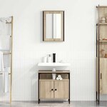 vidaXL Ensemble de mobilier de salle de bain avec étagère 2 Pièces Marron
