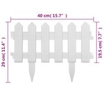 vidaXL Bordures de pelouse 25 Pièces Blanc 10 m PP